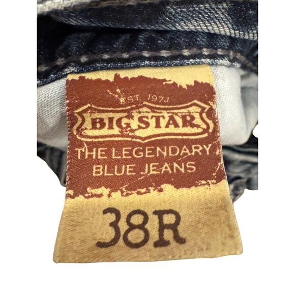 Big Star Pioneer Regular Bootcut Jeans 38R Mens Blue Denim 100% Cotton Distresse - Picture 4 of 9
